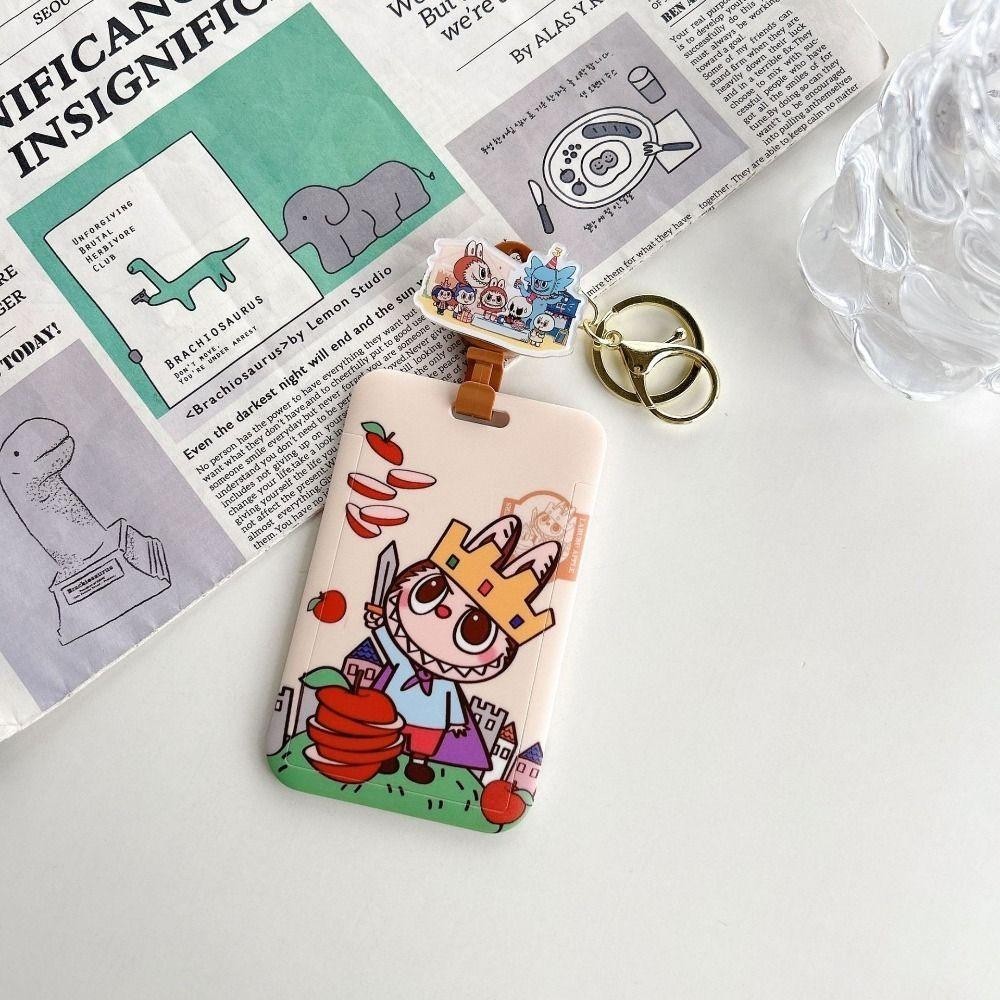 Cocofruit Labubu Keychain, Fruit Series Telescopic Rope Cartoon Card 