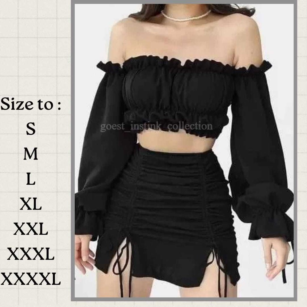 Mini Skirt And Crop Top Set Dora Lace Tulle Light Blue main image 1