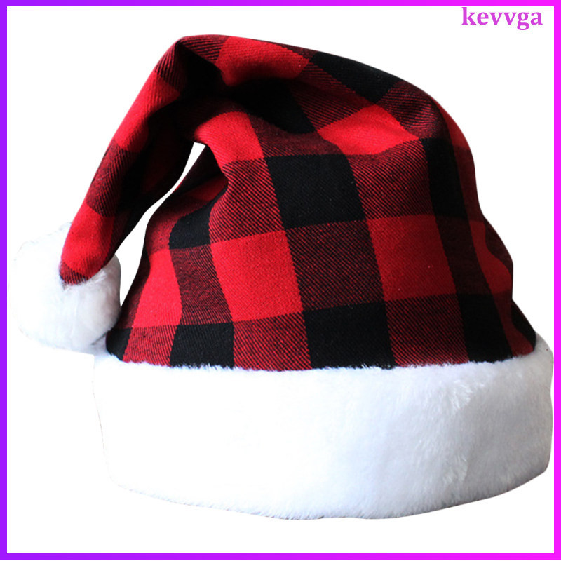 Men Hats Fur Santa Plaid Xmas Party Christmas Costume Prop Classic ...