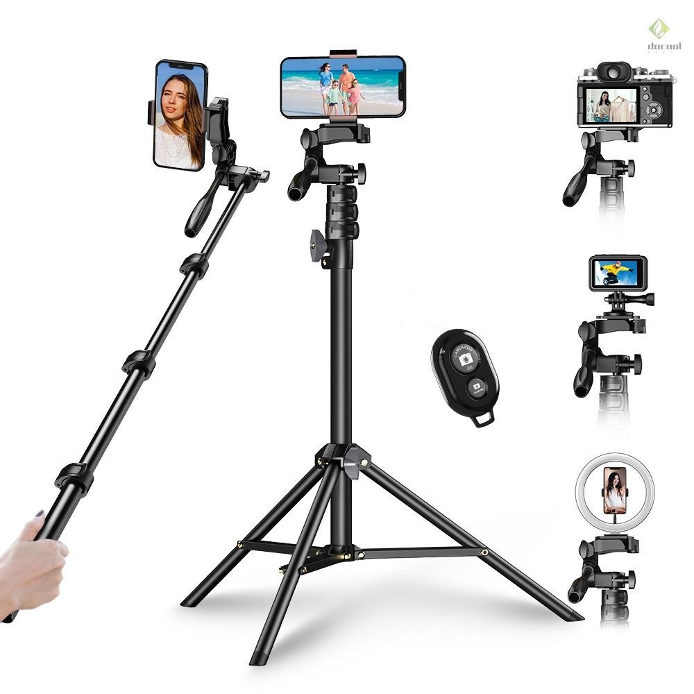 Trépied Polyvalent Pliable 180 Cm Pour Smartphone, Appareil Photo, GoPro - Avec Télécommande Bluetooth Et Griffe Froide - Idéal Pour Vlogs, Selfies, Streaming