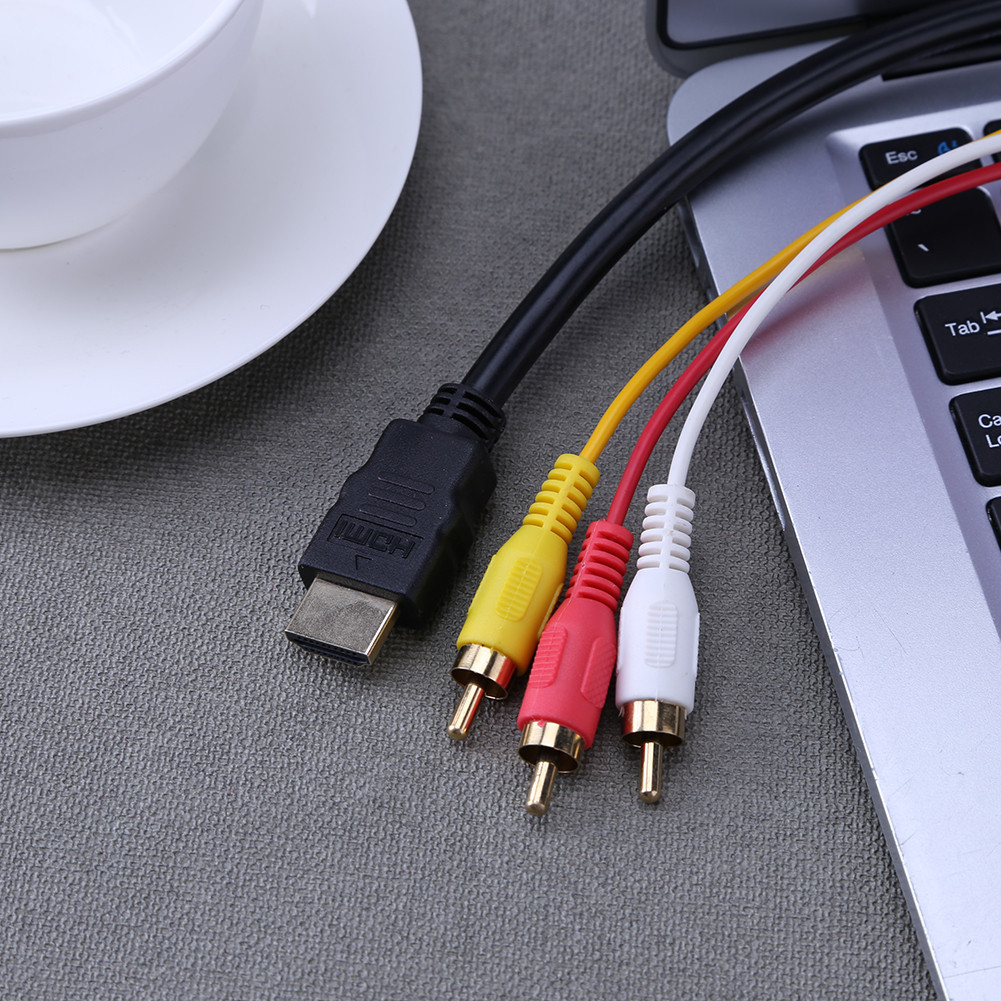 keepdreaming 1.5M HD HDMI-compatible To 3RCA AV Cable 7mm Gold-Plated ...