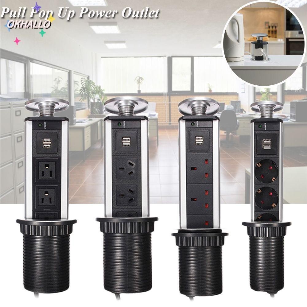 OKHALLO 3 Plug Socket 2 USB Power Socket Multifunctional Table ...