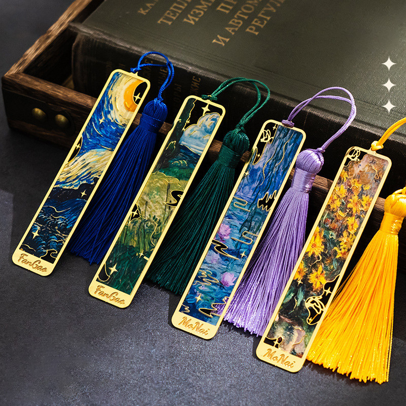 Elegant Panting Series Metal Bookmarks Ruler Students Hollow-Out Book ...