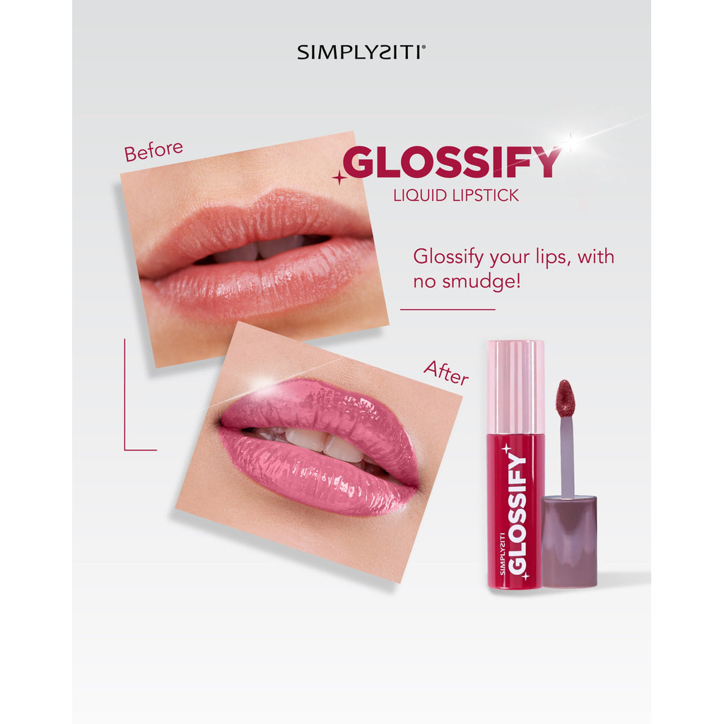 SimplySiti Glossify Liquid Lipstick Glossy Gincu Makeup 18 Hours Long ...