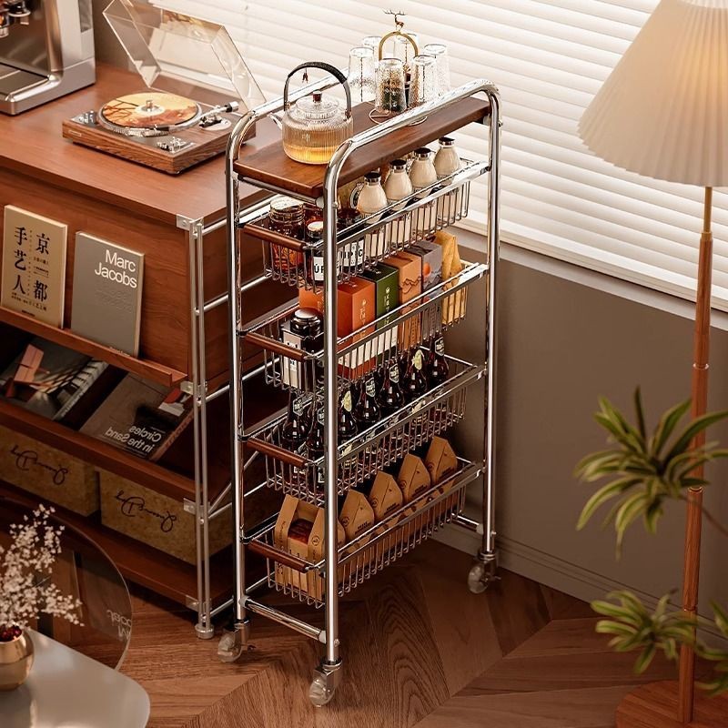 Kitchen seam storage rack floor drawer type fruit and vegetable cart ...