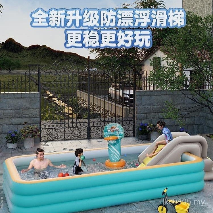 No Slide Foldable Children Inflatable With Bath Pool Summer Villa ...