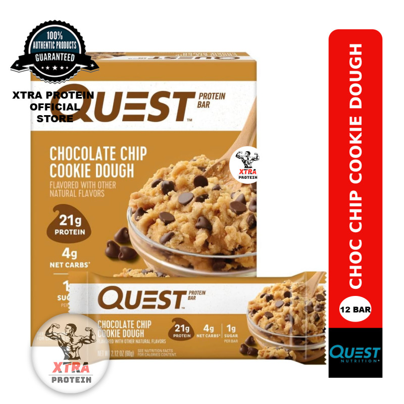 Quest Protein Bar Chocolate Chip Cookie Dough (60g) 12 Pack | Shopee ...