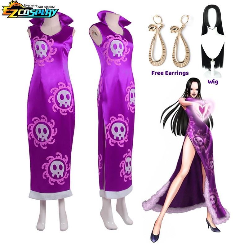 Queen Boa Hancock Cosplay Costume Anime Kimono Dress Cheongsam Cloak ...