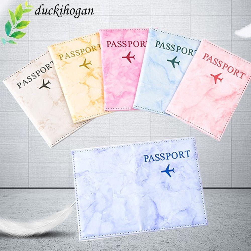 DUCKIHOGAN Passport Cover, PU Leather Marble Pattern Passport Holder ...