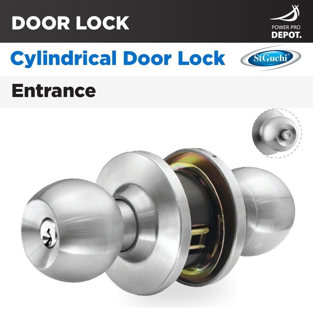 St Guchi Cylindrical Door Knob Lock Set | Tombol Pintu Bilik Rumah ...