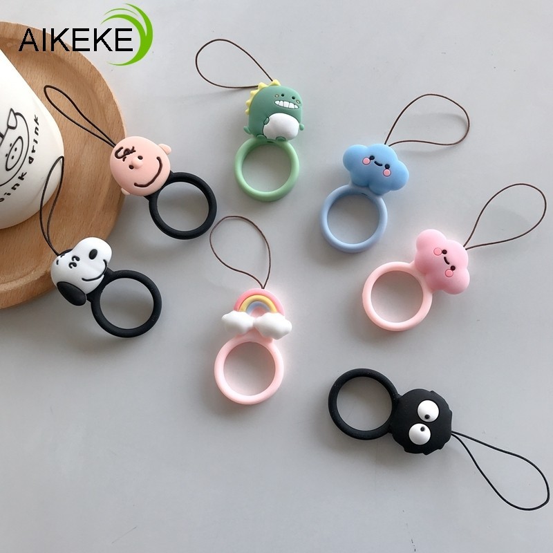 Universal Silicone Ring Lanyard Cute Creative 3D Charlie Snoopy Style ...