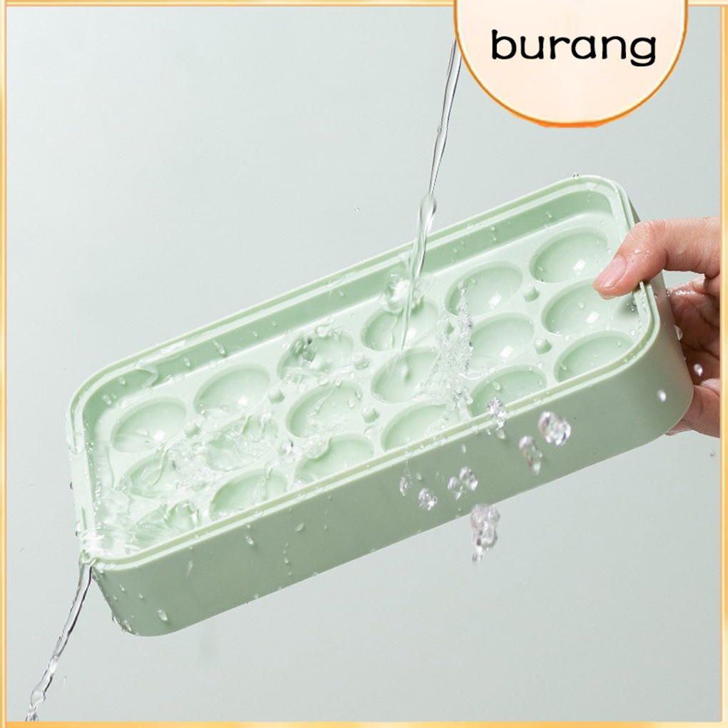 【Buran】1/2 Ice Cube Mold Tray with Lid Leakproof Wine Fruit Maker Refrigerator Making Moulds