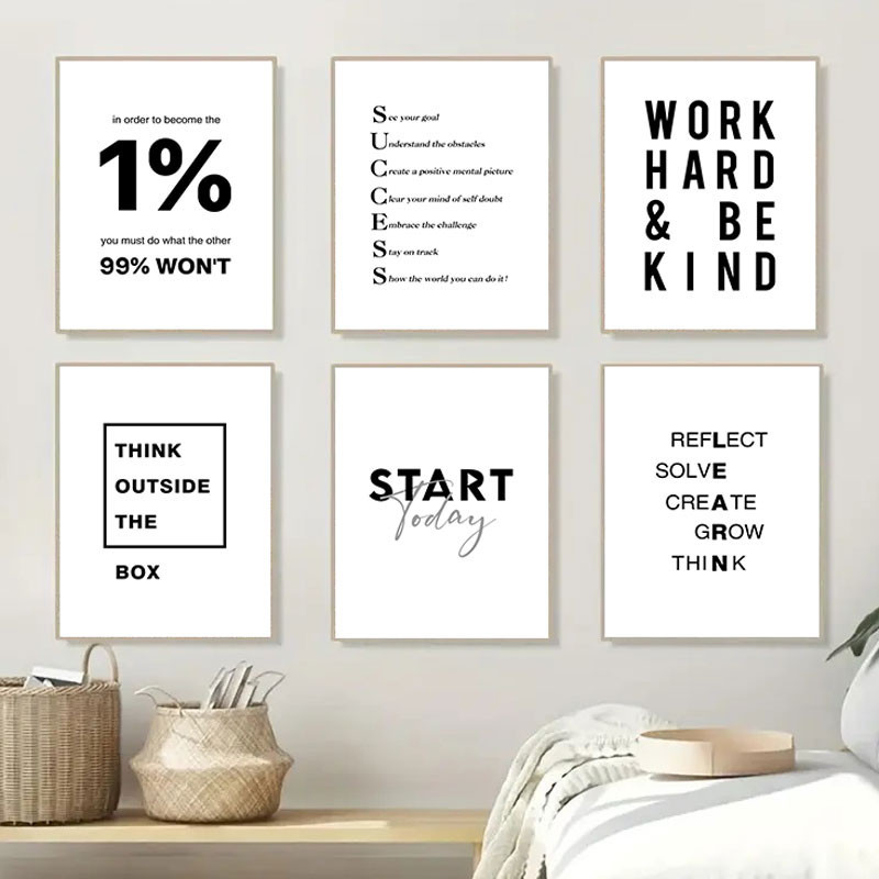 Simple Black White Inspirational Quotes Canvas Poster Print Modern Wall ...