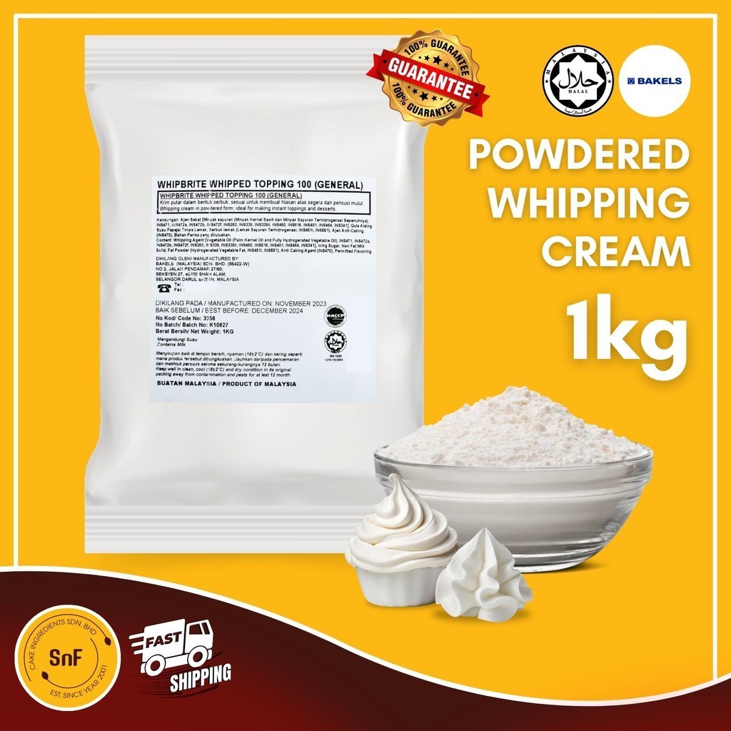 Bakels Whipbrite Powder Whipping Cream Whipped Cream Bancuh Topping Kek