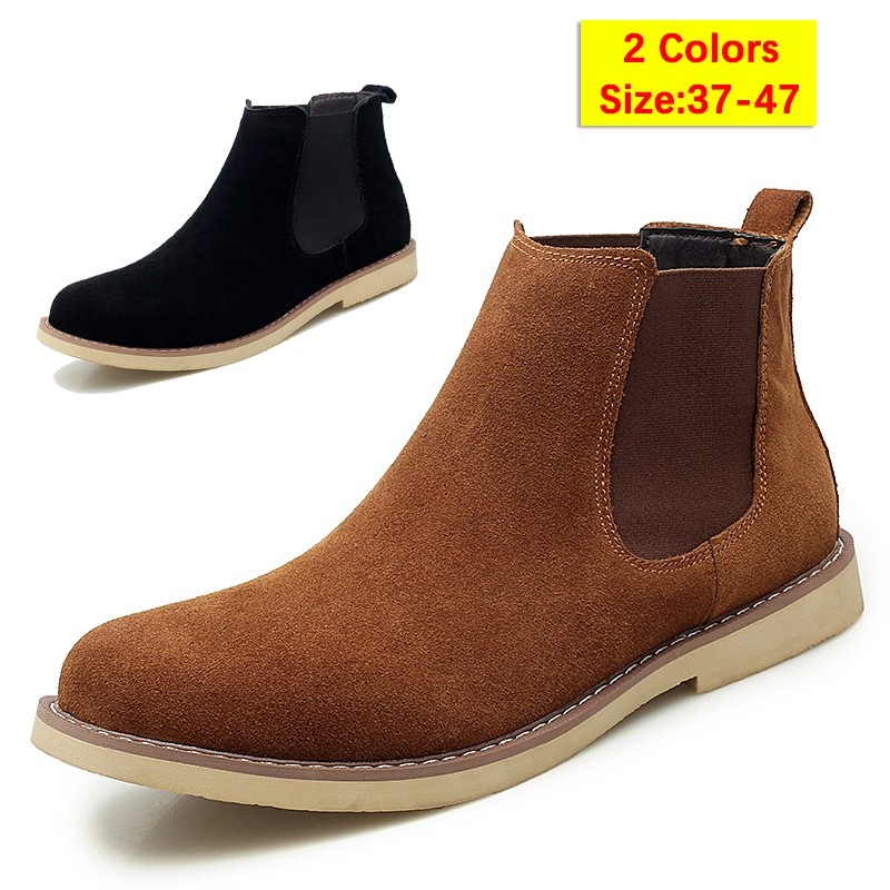 Size 37-47 Men's Casual Chelsea Boots Formal Cow Leather Ankle Boots ...