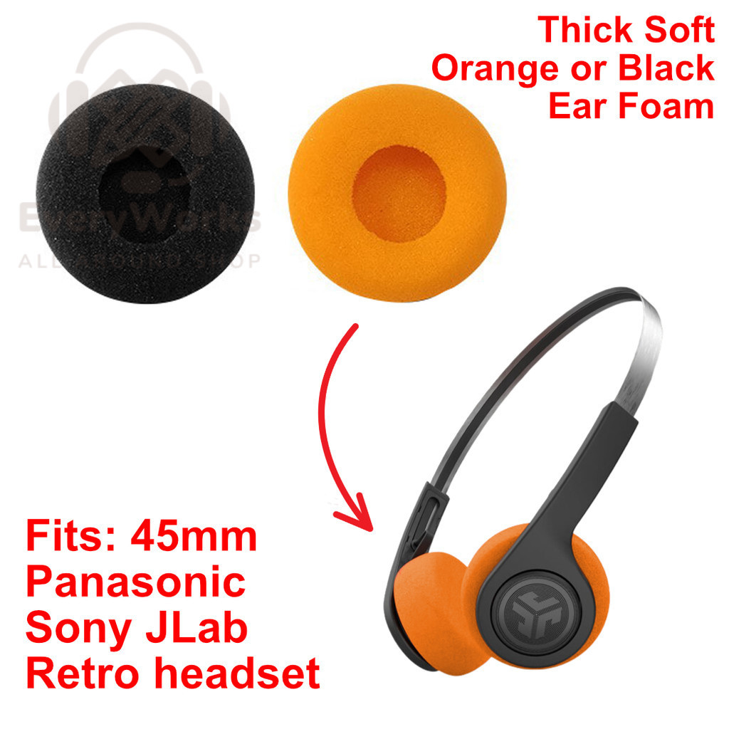 Orange or Black 45mm Ear Foams Replacement Thick Soft Sony JLab Retro ...