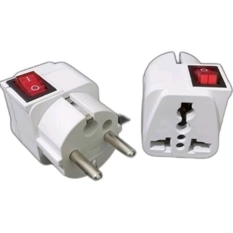 PUTIH Over On Off Switch Plug Electrical Plug Three Head Adapter Travel ...