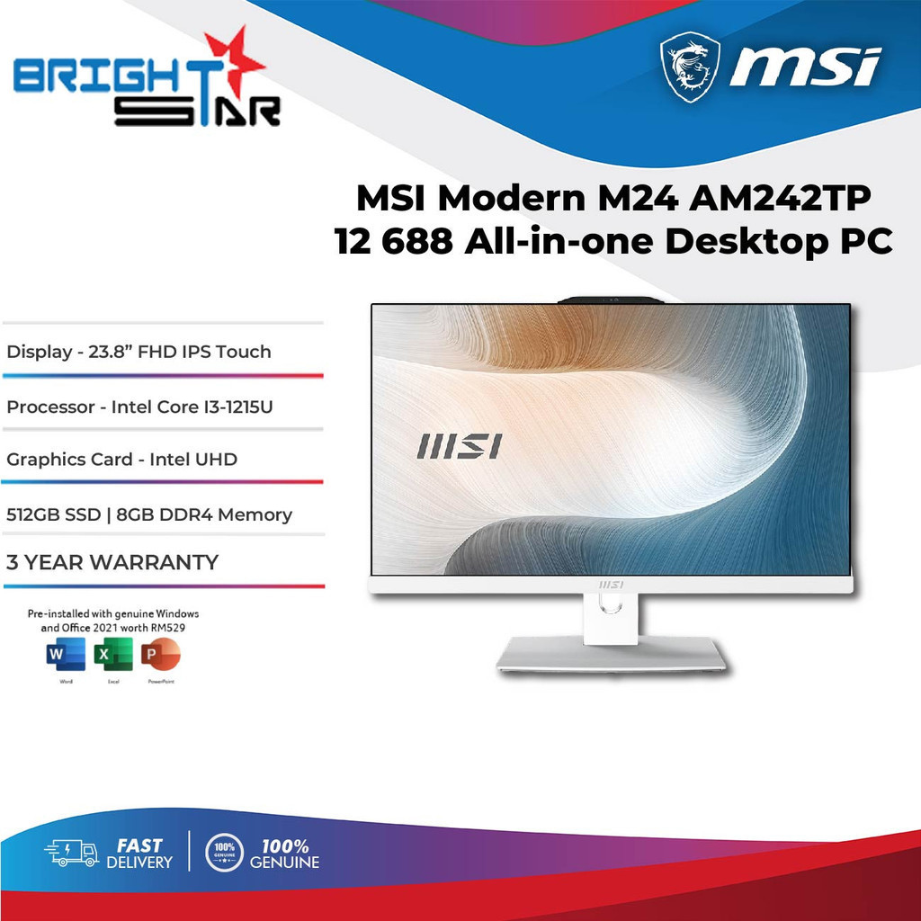 MSI MODERN M24 AM242TP 12 688 All-in-one Desktop PC (23.8