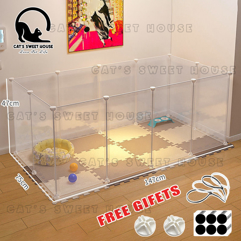 1 Set Transparent Cat Cage Hamster Cage Cat Fence Level Divider Cat ...