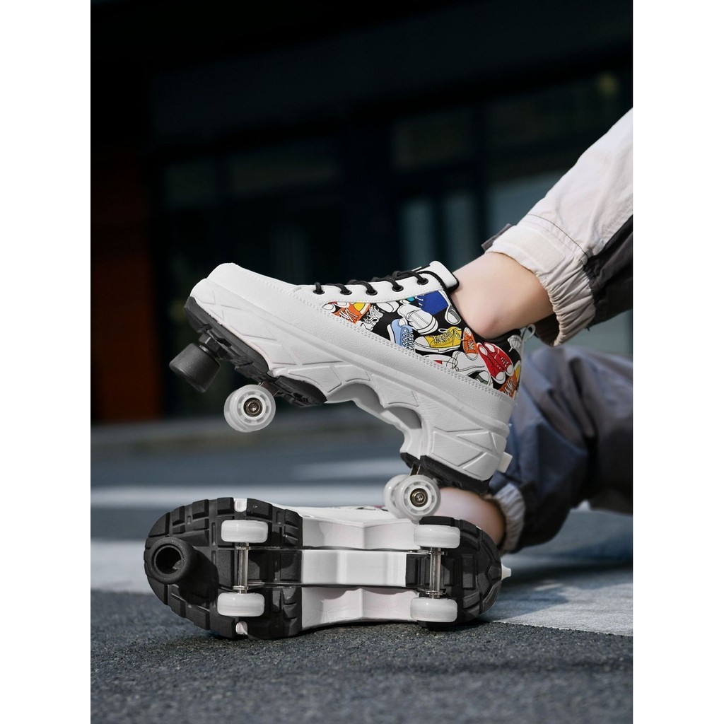 New Style Runaway Shoes Four-Wheeled Roller Shoes Boys Children Adult ...