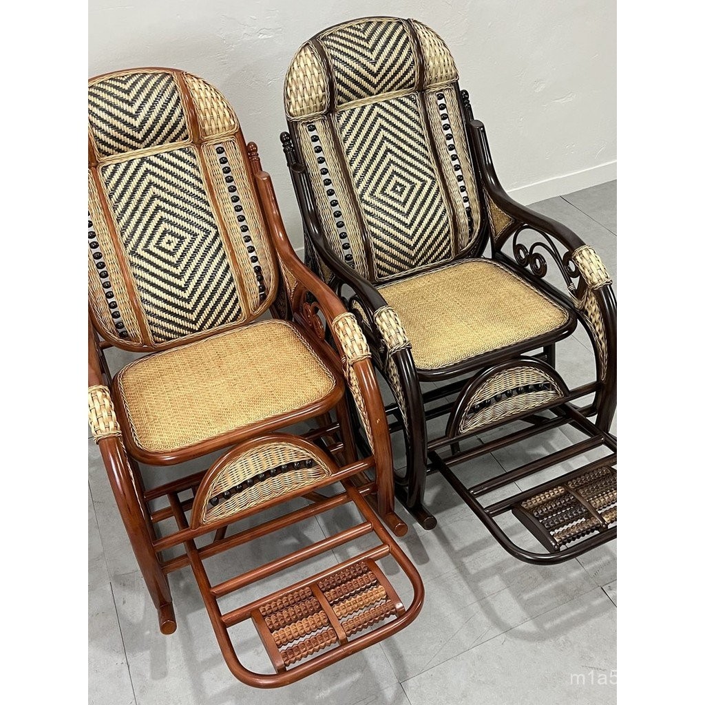 Natural Real Rattan Rocking Chair Backrest Rattan Chair Recliner Adult ...