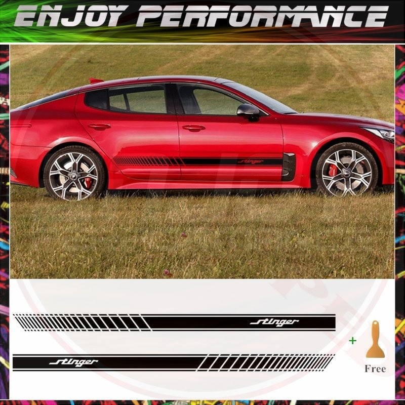 Racing Lattices Graphics Sticker Car Sport Stripes Auto Door Side Skirt ...