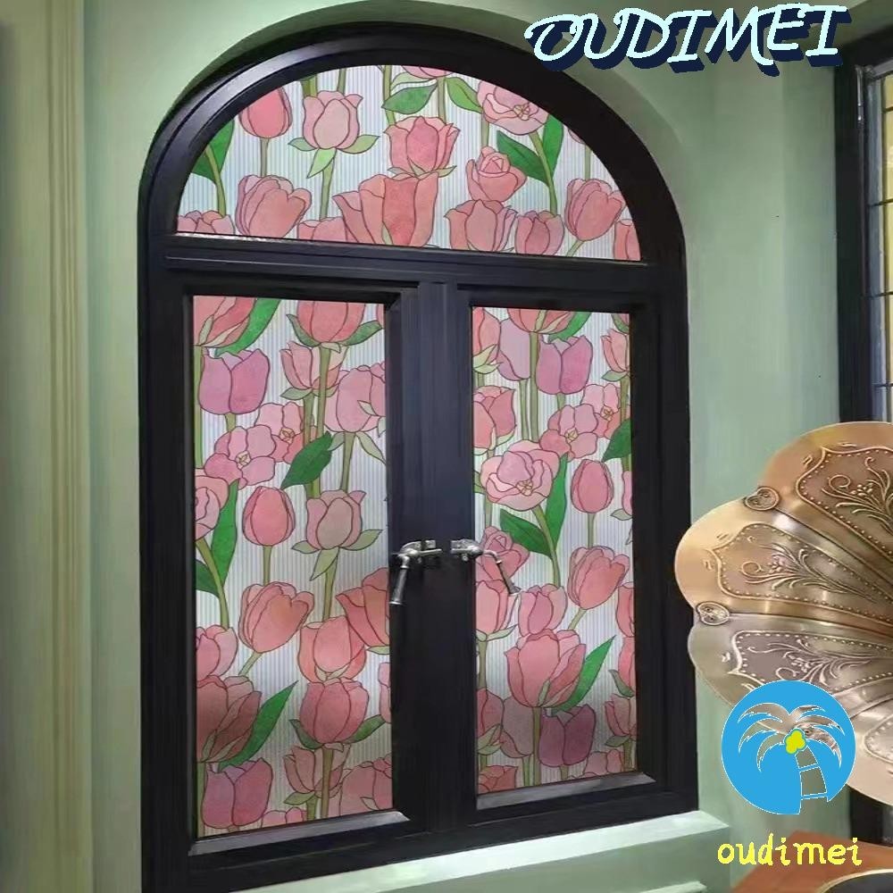 OUDIMEI Stained Glass Window Film, PVC Translucent Stained Glass Window ...