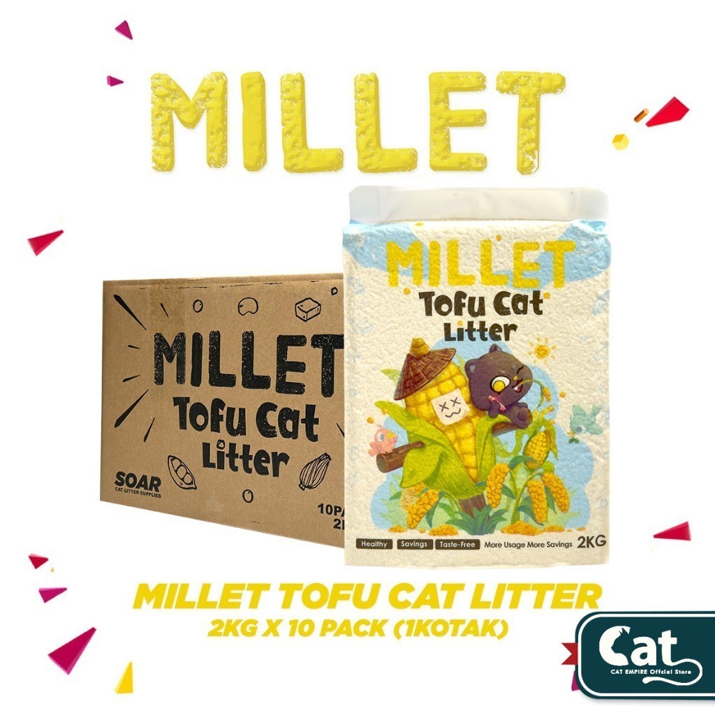 CAT EMPIRE Millet Tofu Cat Litter 6L/2KG 10 Packs (1 Carton) pasir ...