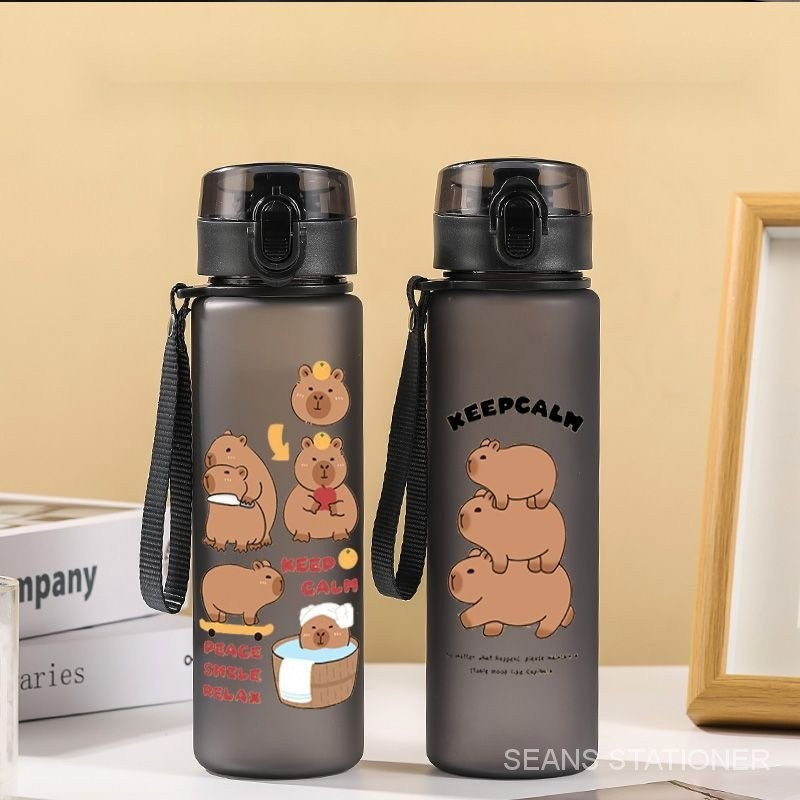 thumbnail image 2 of Capybara Water Bottle 500ml, Cute Insulated Stainless Steel With Lid 2 of 12
