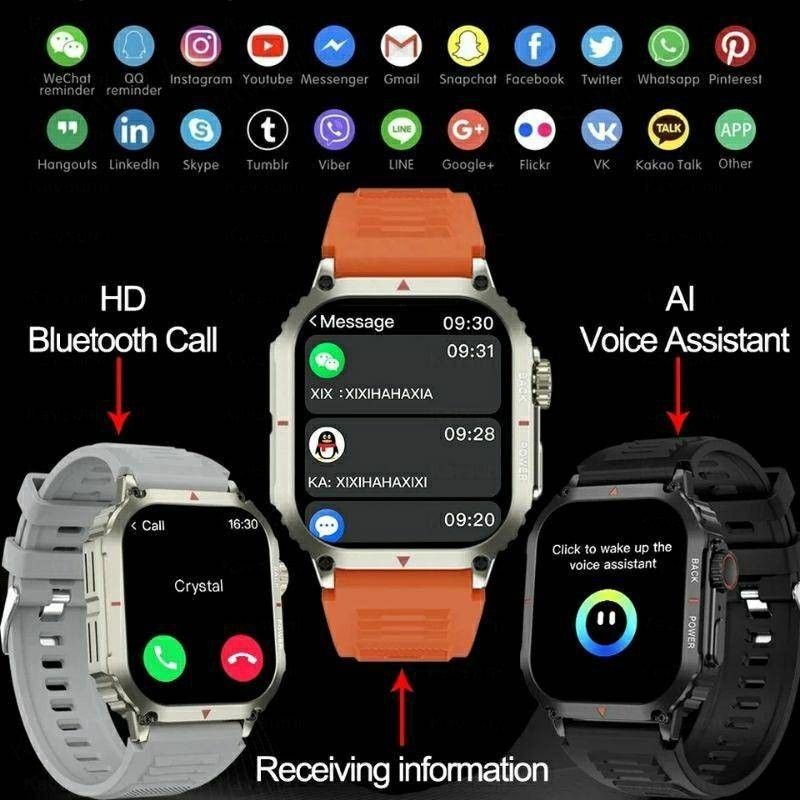 2024 New Smart DK66 Watch Men Military For Android IOS Heart rate IP68 ...