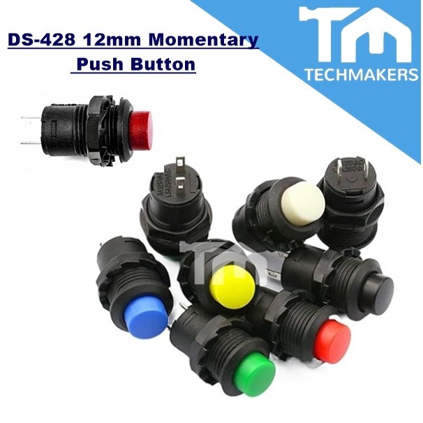 DS-427 (Momentary Self-reset) / DS-428 (Latching) Push button Switches 12mm ON-OFF Push Button Switch DS427 DS428