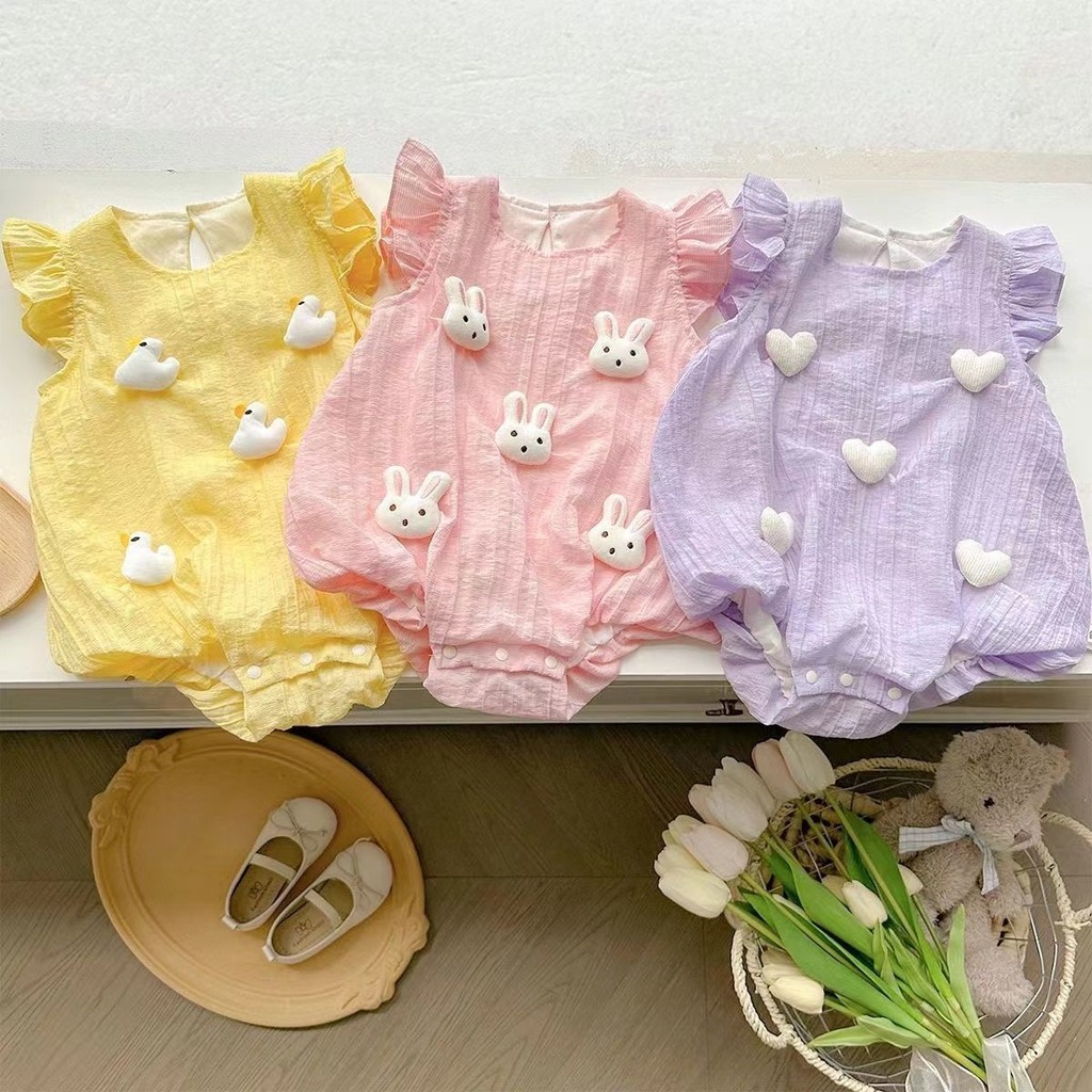 Infant Onesie Summer Clothes Baby Girl Clothes Flying Sleeves Newborn ...
