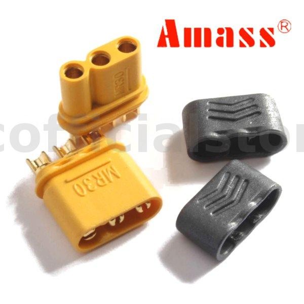 10 Pairs Amass MR30 Connector Plugs - Gold Plated, 30A Continuous Current, Upgraded XT30 Style For RC Models