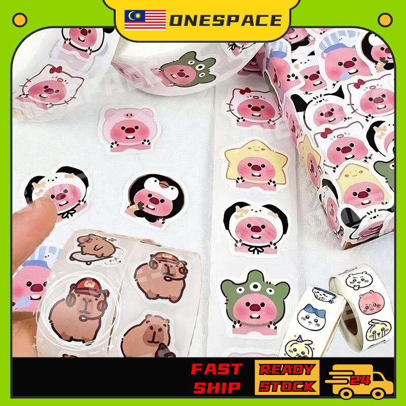 500pcs/Roll Capybara Kuromi Chiikawa Sealing Sticker Tapes Cartoon ...