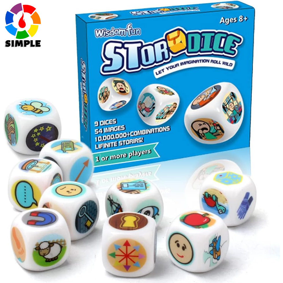 9pcs Acrylic Story Cubes, Storytelling Dice Family Dice Game For Kids Learning Toys Telling Story Game Puzzle Game