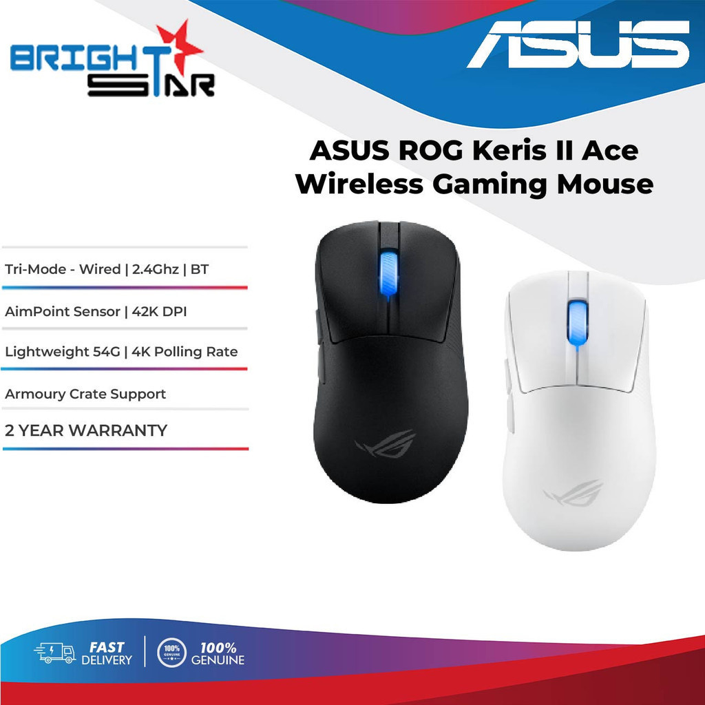 ASUS ROG Keris II Ace Lightweight Wireless Gaming Mouse - Black/White ...