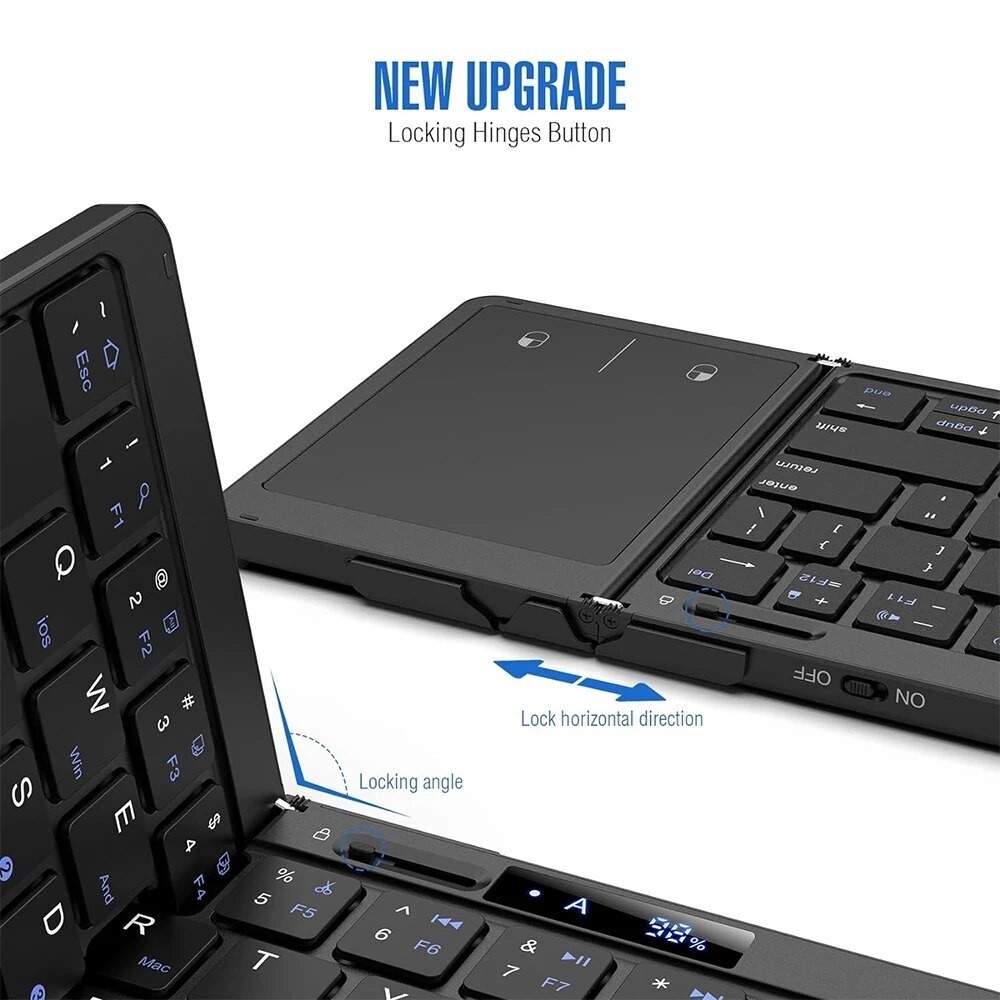 Jomaa Alloy Bluetooth Foldable Keyboard Battery Level Display ...