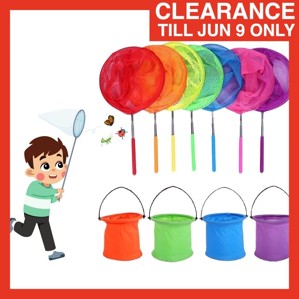 (EXTENDABLE NET) EW Fishing Net Foldable Bucket Water Bucket Butterfly ...