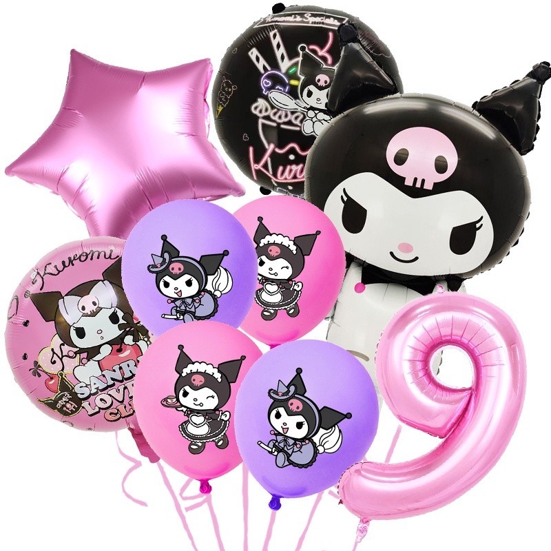 9Pcs/set Kuromi Balloons Party Decorations, Kawaii Cartoon Birthday