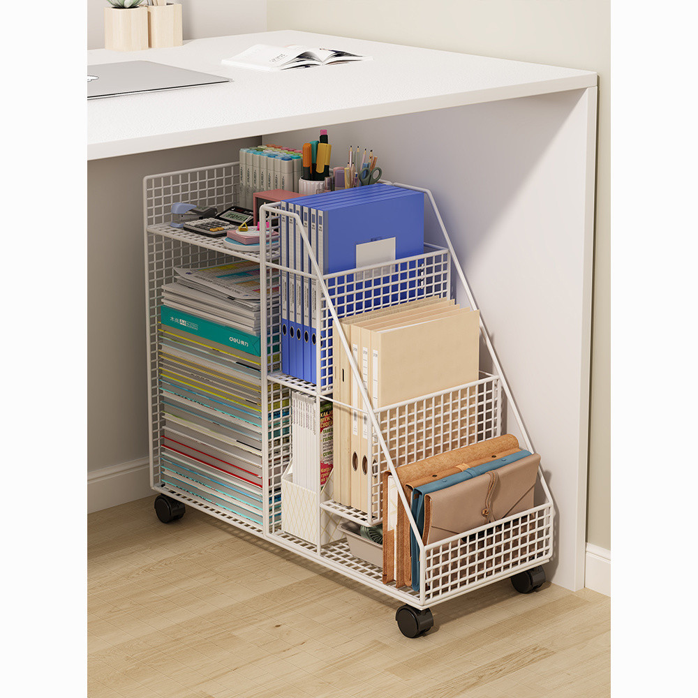 Under Desk Bookshelf Shelf Shelf Movable Deskside Book Storage Rack ...