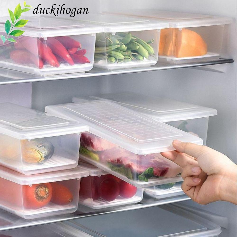 DUCKIHOGAN Refrigerator Storage Box, Removable Rectangular Kitchen Food ...