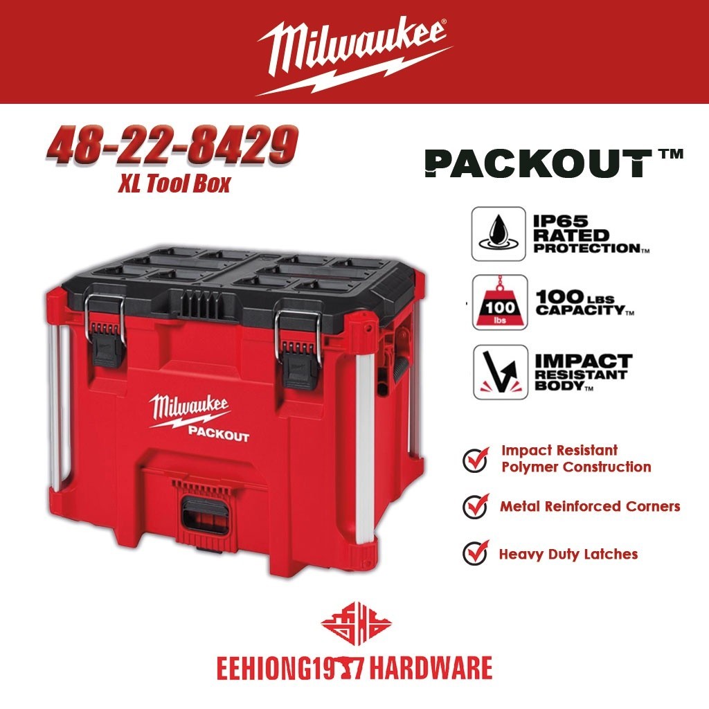 MILWAUKEE PACKOUT 48-22-8429 XL Storage Box Tool Box Kotak Simpanan ...
