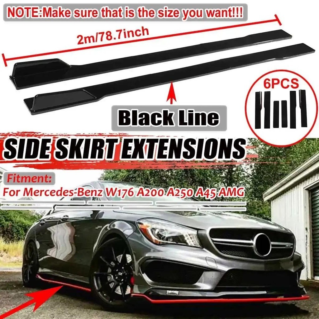 2m Car Side Skirt Extensions Spoiler Rocker Lip For Benz W205 W204 W203 ...