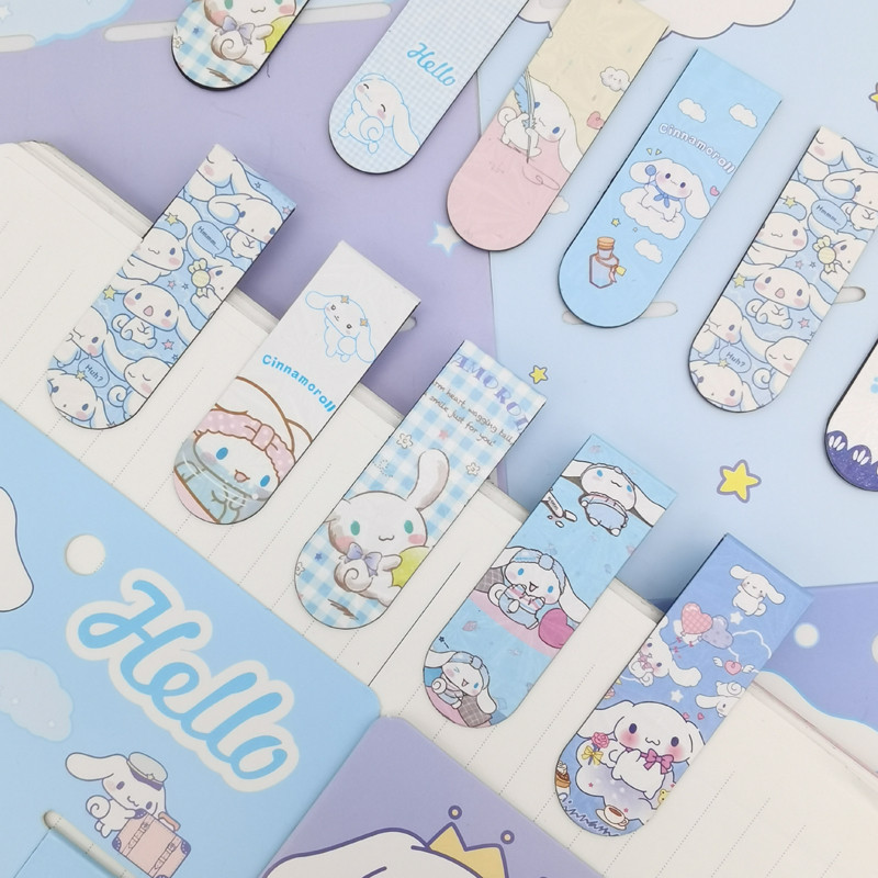 6Pcs/Set Sanrio Magnetic Bookmark Mymelody Kuromi Cinnamoroll Cute Cartoon Pattern Page Marker ...