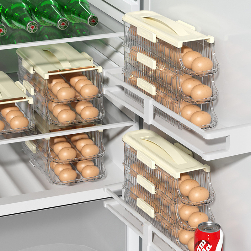 Refrigerator Door Rolling Egg Rack, Egg Storage Box, Stackable Portable ...