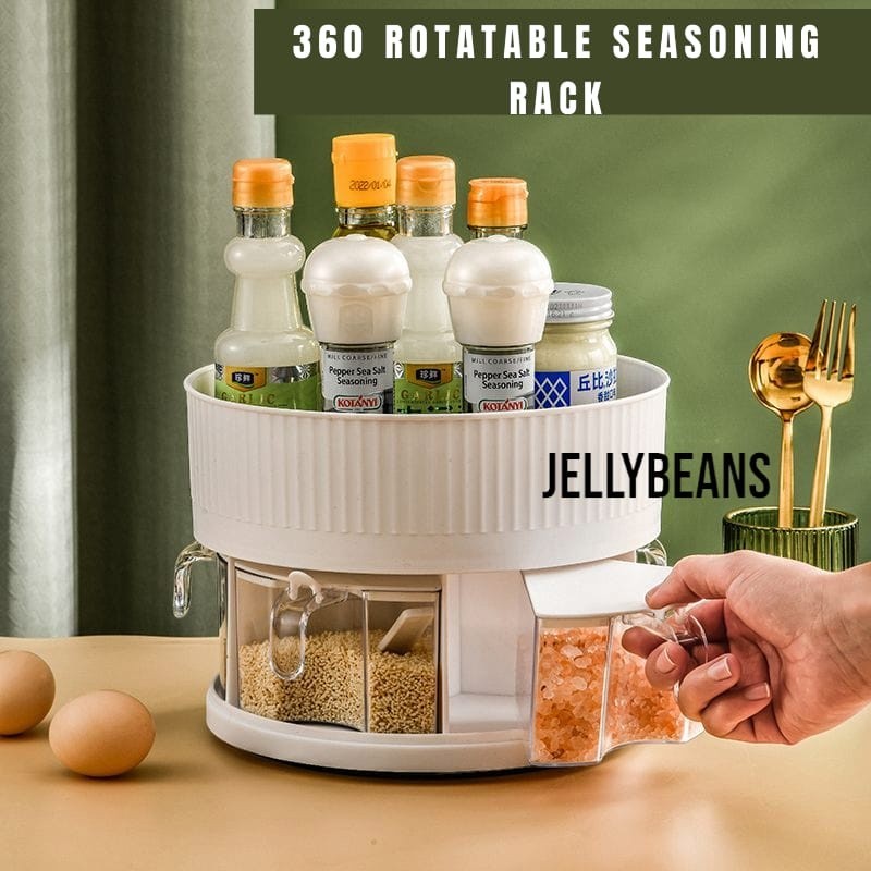 360 Rotatable Seasoning Rack Condiment Rack Spice Shelf Spin Tray ...