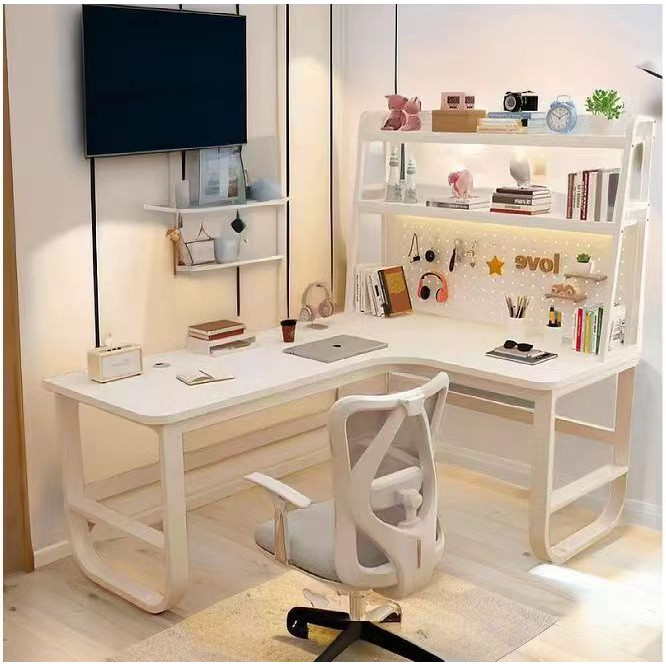 Corner desk computer desk hole board storage bookshelf combination ...