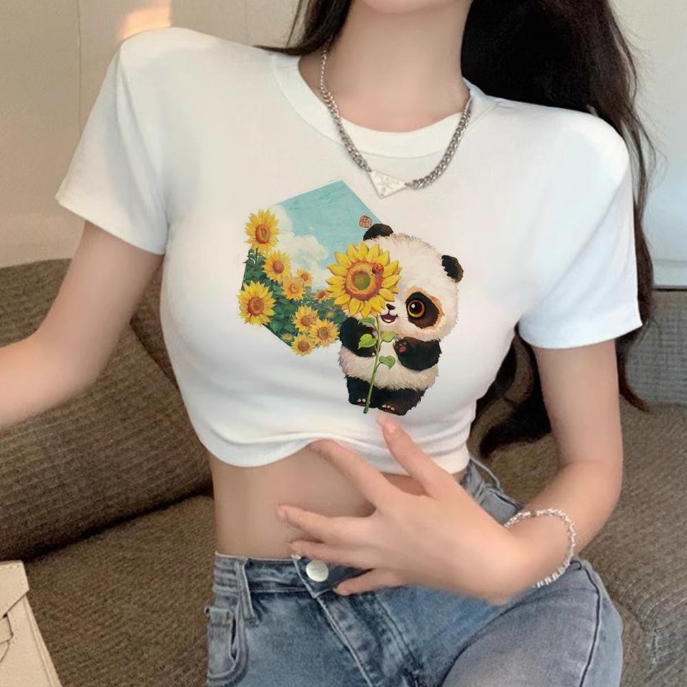 Kawaii Panda graphic fairycore 90s crop top girl Kawaii streetwear ...