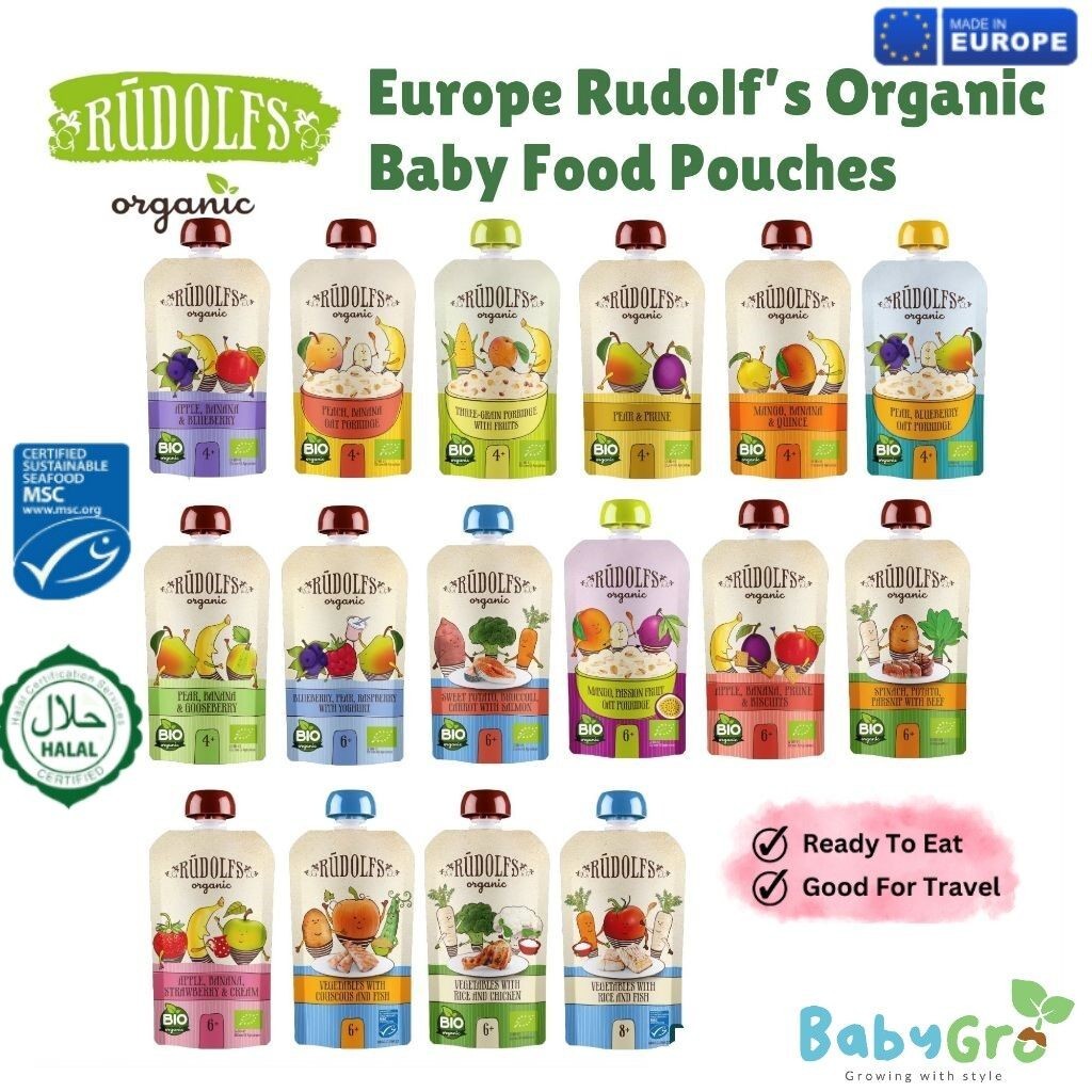 Rudolfs Organic Baby Ready To Eat Food Pouch Fruit Puree 110g (4