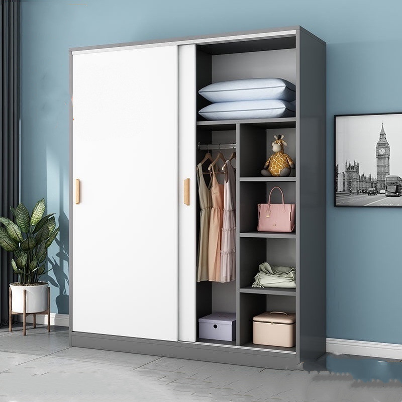 Bedroom Wardrobe Modern Sliding Door Rental Room Storage Solid Wood ...